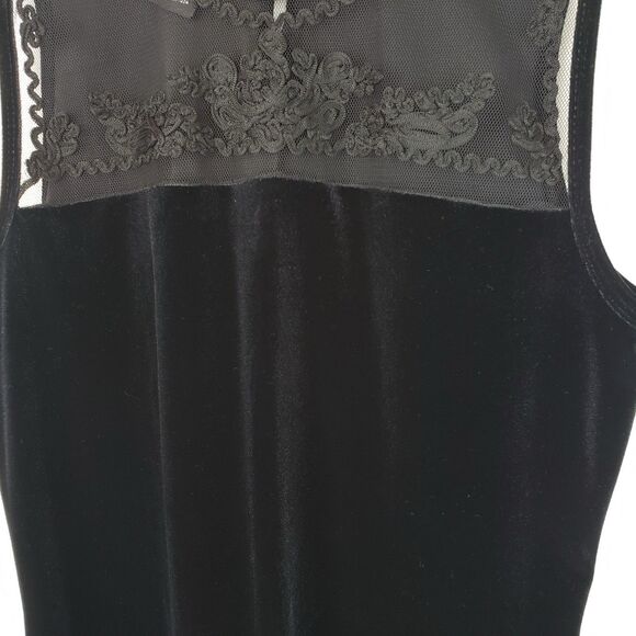 Velvet Sleeveless Womens top Petite S Black Sheer Lace dark Coquette Romantic - Picture 3 of 11